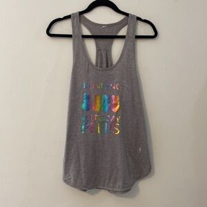 “Running with my Peeps” Gray Tank, Size M, Excellent Condition, No tags